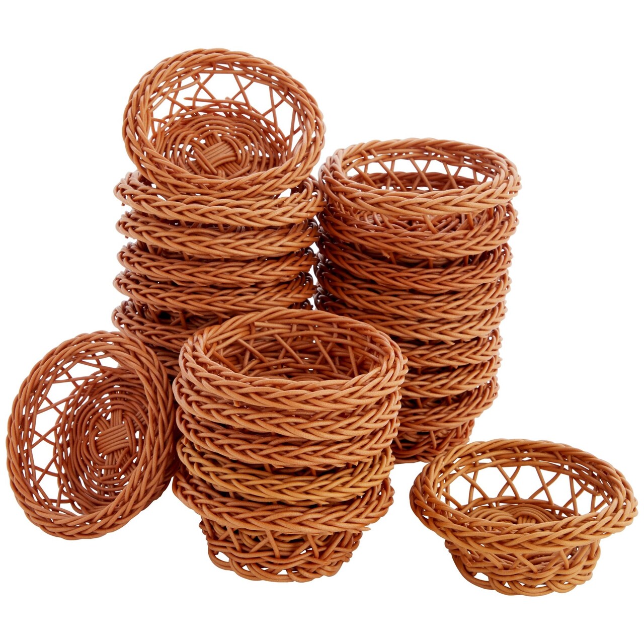 24 Pack Small Woven Basket Set, 3.1x1.2 Inches, Bulk Mini Wicker Baskets for Favors